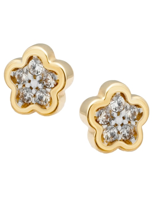 Imagen de producto Broqueles Ttvarios de oro 14 K con acabado brillante zirconia
