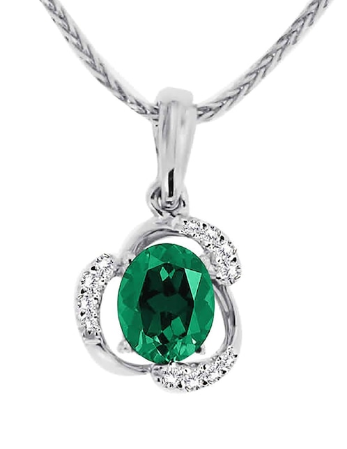 Imagen de producto Dije de oro blanco 14 K esmeralda y diamante