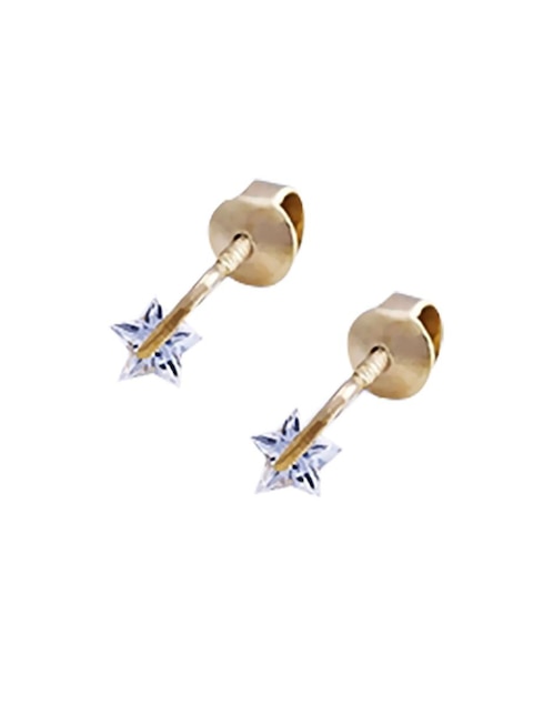 Broquel Roca de oro amarillo 14 k zirconia