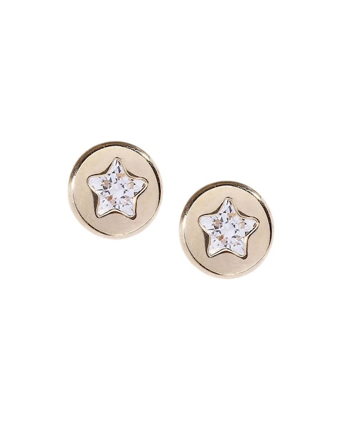 Broqueles de oro 14 K con acabado brillante zirconia 1