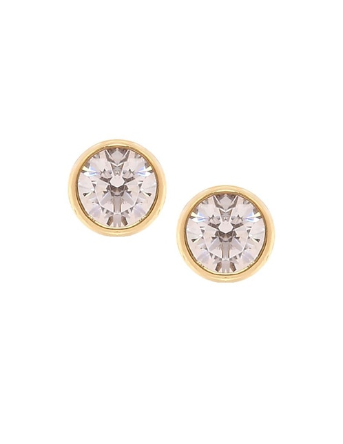 Broqueles Roca de oro 14 K con acabado brillante zirconia