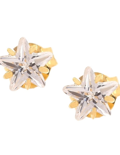 Imagen de producto Broqueles Roca de oro 14 K con acabado brillante zirconia