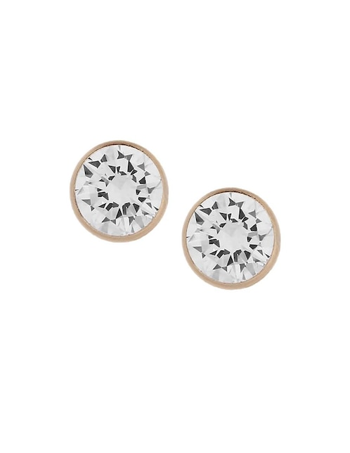 Broqueles circulares Roca de oro amarillo 14 K con acabado brillante zirconia