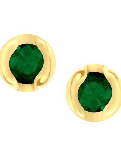 Broqueles de oro 14 K con acabado brillante esmeralda 1