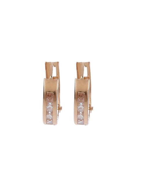 Broqueles Casal de oro amarillo 14 K con acabado brillante zirconia y diamante