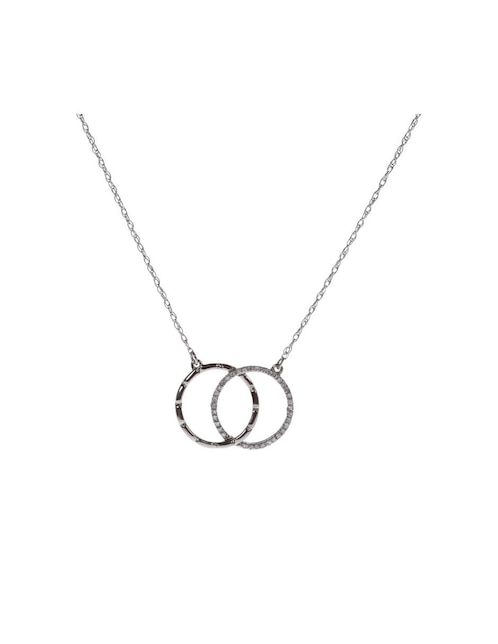 Colgante Y Dije redondo de oro blanco 14 K diamante