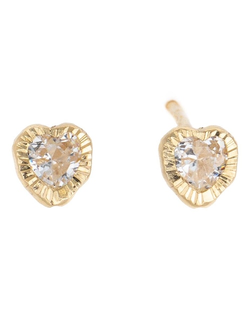Broqueles Casal de oro amarillo 14 K con acabado pavé zirconia