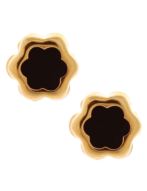 Broqueles de oro con acabado lustre ónix 1