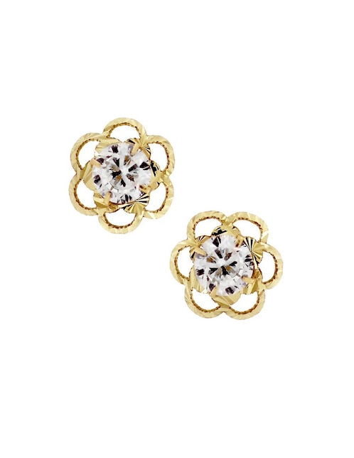 Broqueles de oro con acabado pavé zirconia 1