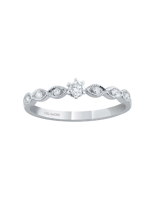 Solitario de oro blanco 14 k Rocío diamante 1