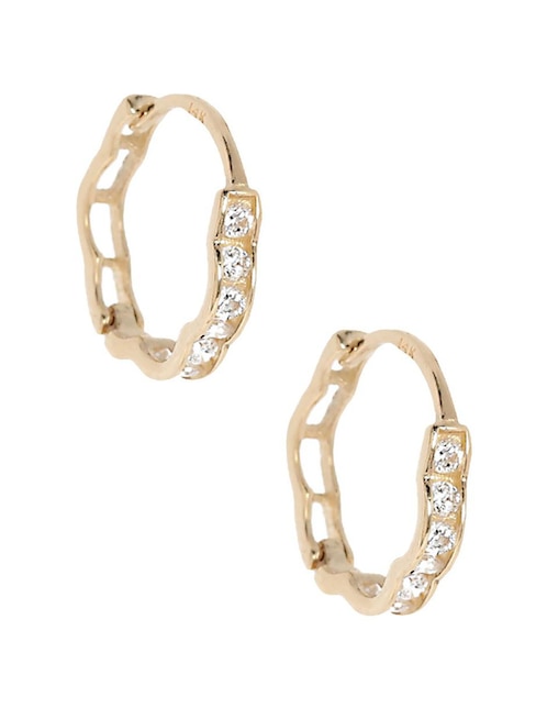 Aretes largos circular Casal Otoño de oro amarillo 14 k Zirconia