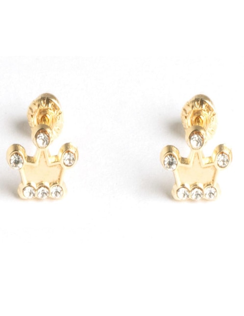 Broqueles Casal de oro con acabado brillante zirconia