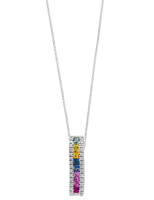 Dije de oro blanco 14 K zafiro y diamante 1