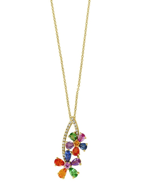 Dije de flores de oro blanco zafiro y diamante 1