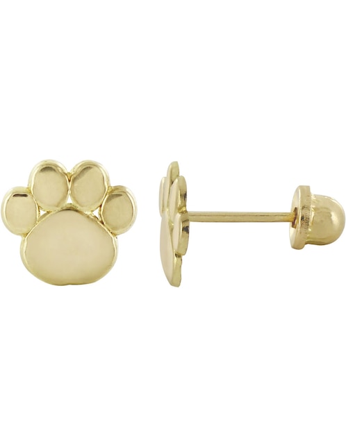 Broqueles de huella D Cadena de oro amarillo 14 k con acabado pulido zirconia