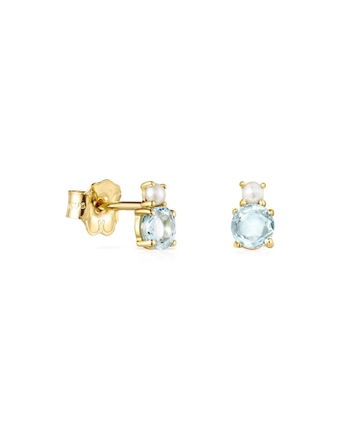 Broqueles de oro amarillo 18 K con acabado pavé perla