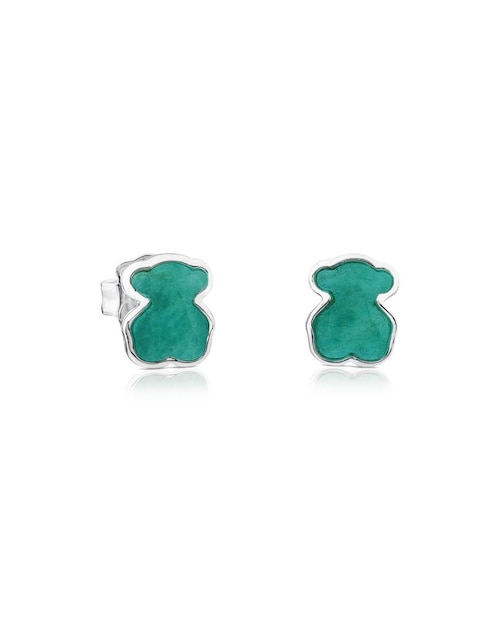Broqueles Tous de plata P 925 con acabado pavé amazonita