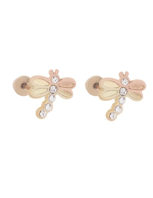 Broquel Roca de oro amarillo 14 k zirconia