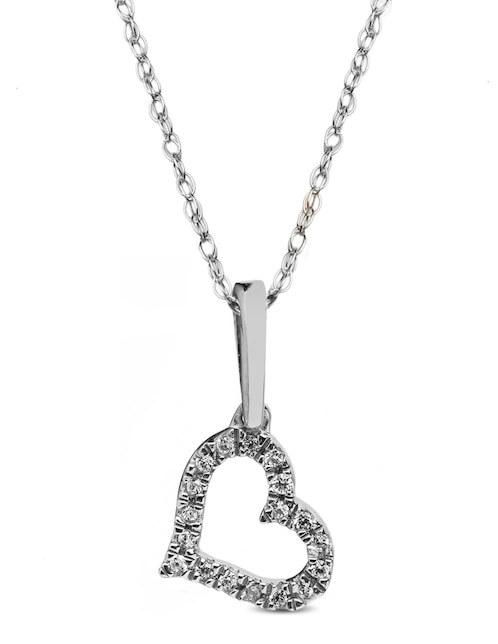 Dije de corazón de oro blanco 14 K diamante 1