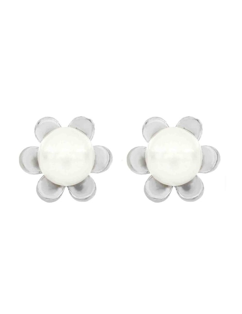 Broqueles de plata P 925 con acabado lustre perla