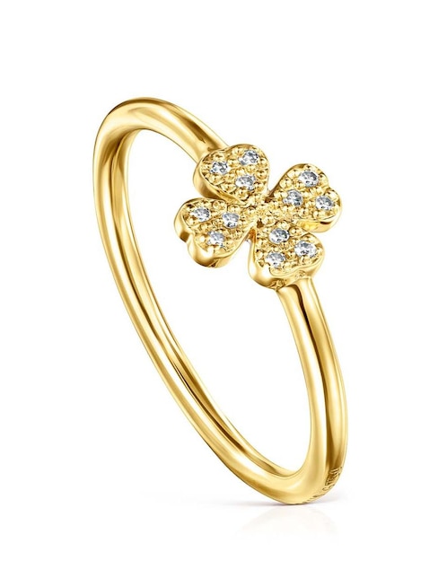 Anillo de flor Tous Good Vibes 18 k de oro diamante lustre