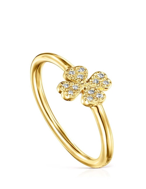 Anillo de flor Tous Good Vibes 18 k de oro diamante lustre