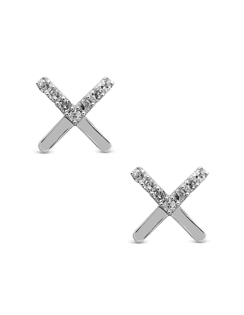 Aretes de oro blanco con acabado pavé diamante 1