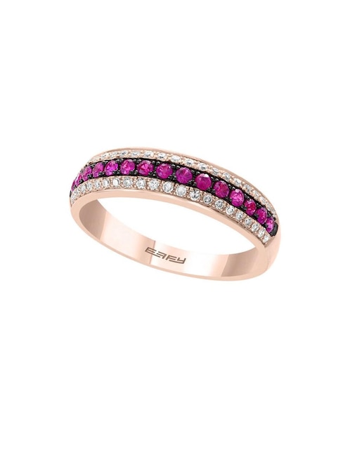Imagen de producto Anillo Effy 14 k de oro rosa rubí y diamante pavé