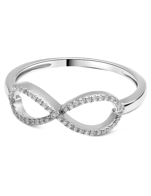 Anillo de infinito 14 k de oro blanco diamante pulido 1