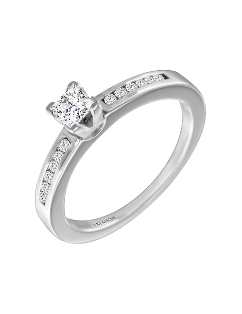 Solitario de oro blanco 14 k Ela diamante 1