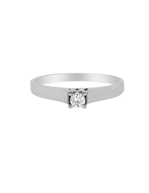 Solitario de oro blanco 14 k diamante 1
