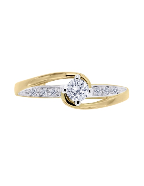 Solitario de oro 14 k Amber diamante 1