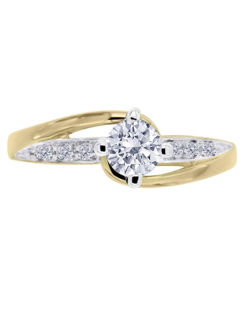 Solitario de oro 14 k Amber diamante 1