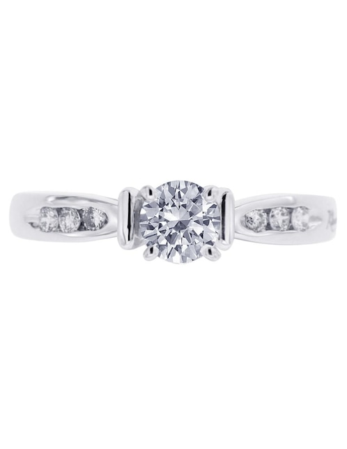 Solitario de oro blanco 14 k Fedelta diamante 1