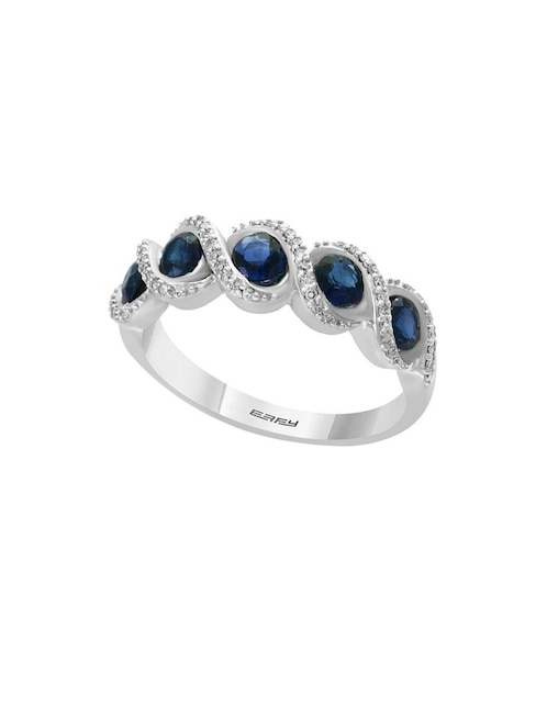 EFFY Anillo de nudo Effy 14 k de oro blanco zafiro y diamante pavé