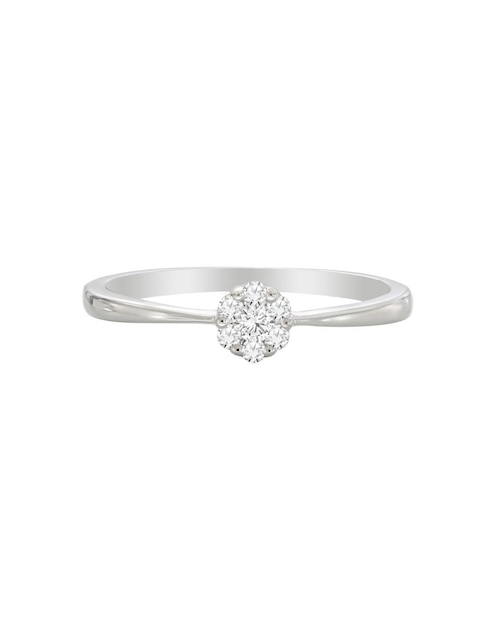 Anillo de flor Valessa 14 k de oro blanco diamante brillante