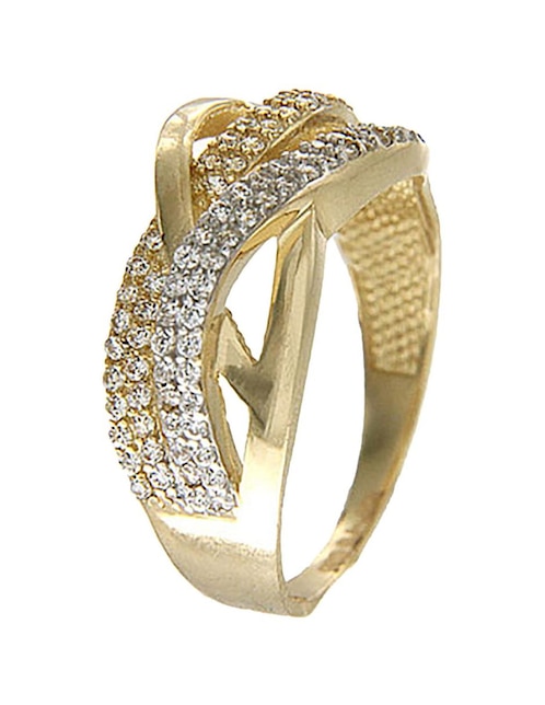 Anillo Dinasti 14 k de oro amarillo zirconia brillante