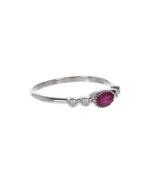 Anillo ovalado Fascinare Addel 14 k de oro blanco rubí y diamante brillante
