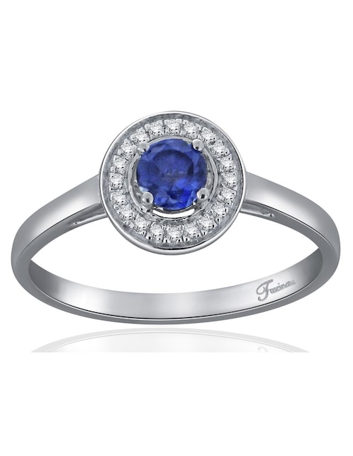 Anillo de flor Fascinare Clara 14 k de oro blanco zirconia y diamante pavé