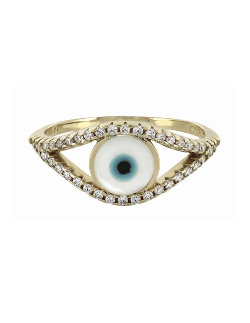 Anillo de ojo D Cadena 14 k de oro amarillo brillante