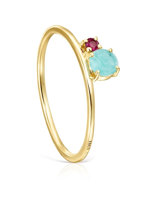 Anillo Tous Ivette 18 k de oro amarillo rubí pavé