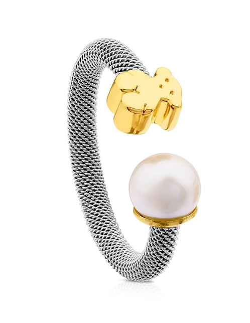 Anillo Tous Icon Mesh perla lustre