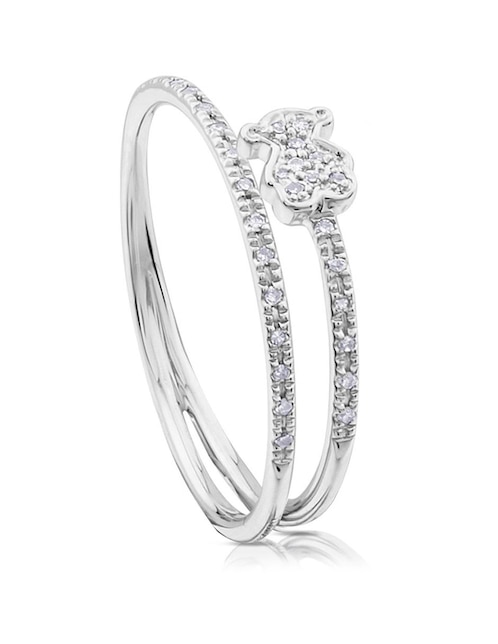 Anillo de oso Tous Sweet Dolls 18 k de oro blanco diamante brillante