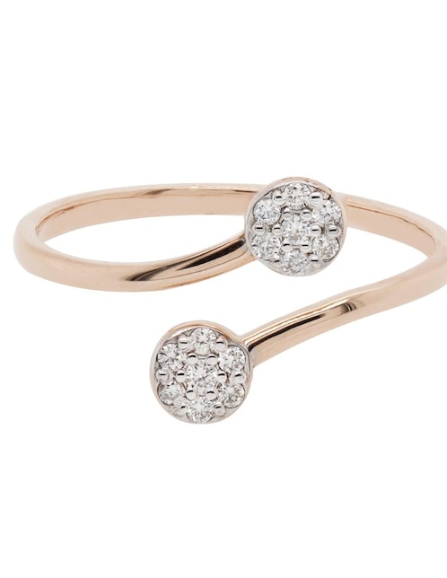 Anillo de flor Valessa 14 k de oro rosa diamante brillante