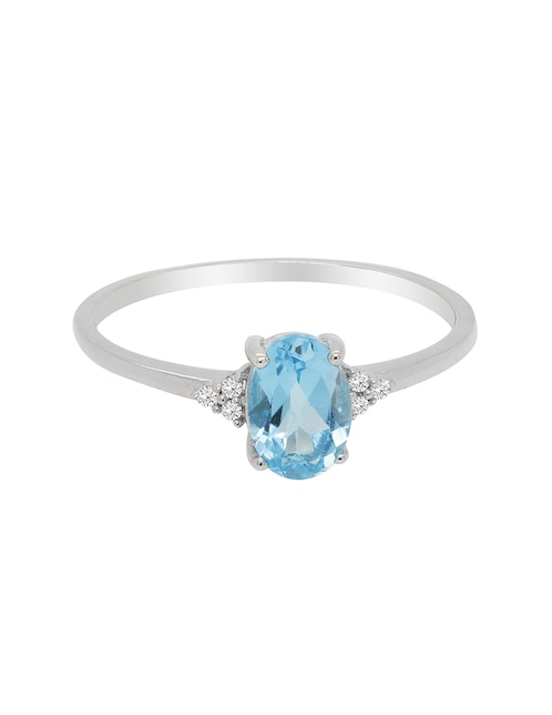 Anillo ovalado Valessa 14 k de oro blanco topacio brillante