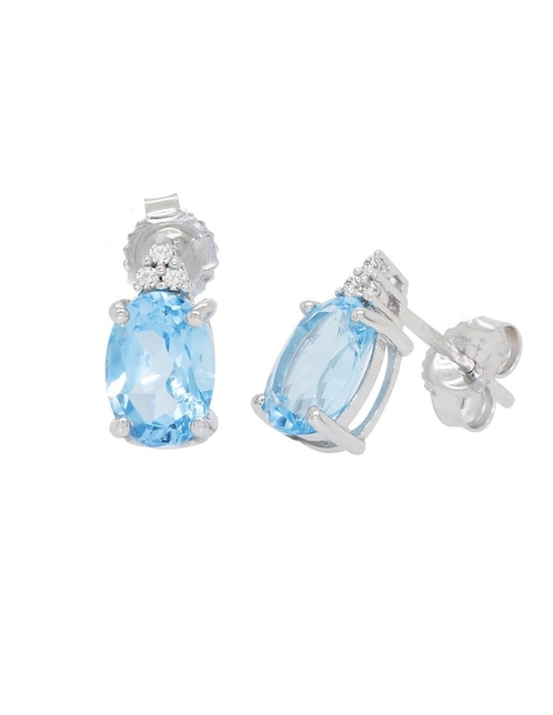 Aretes de aro Valessa de oro blanco con acabado pavé topacio