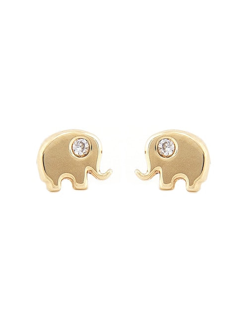 Broqueles Roca de oro blanco 14 K zirconia