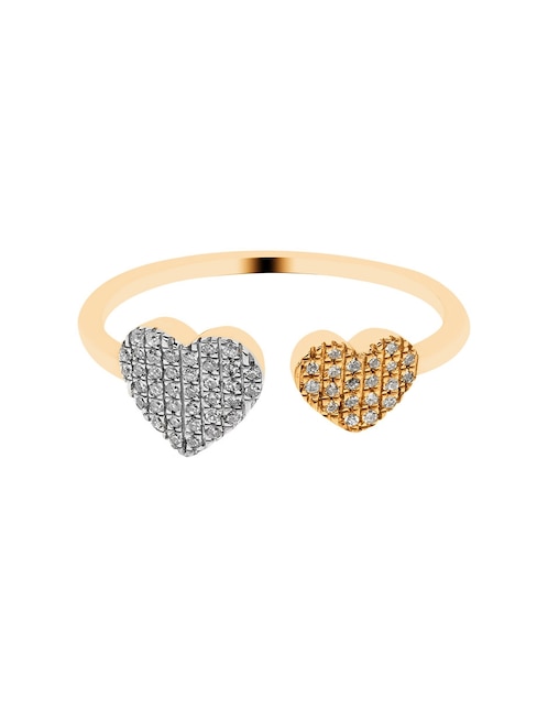 Anillo de corazón Jayda 14 k de oro amarillo diamante pavé