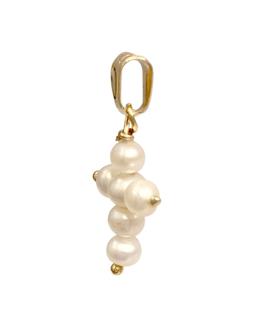 Dije de cruz de oro amarillo 14 K perla 1
