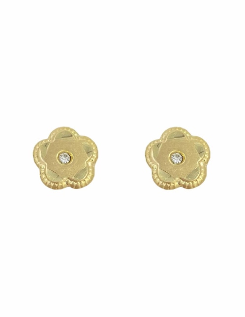 Broqueles Mancini de oro con acabado brillante zirconia